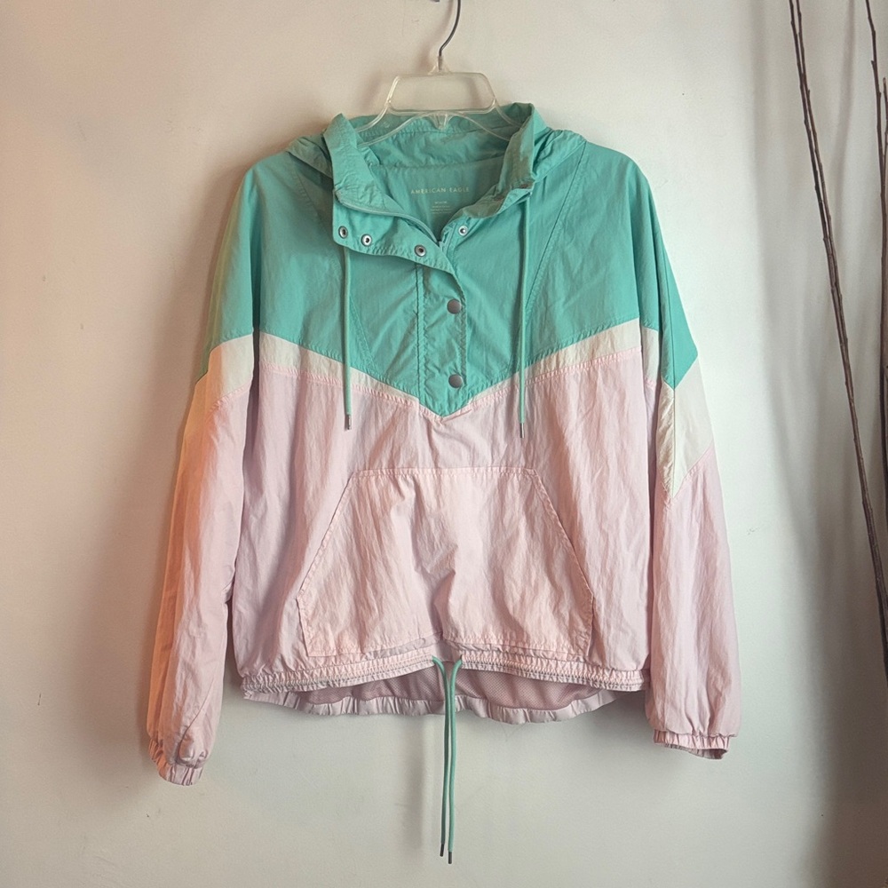 American Eagle Outfitters Mint and Pink Ski Jacket Sz M